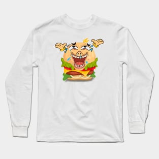 goofy hamburger emoji Long Sleeve T-Shirt